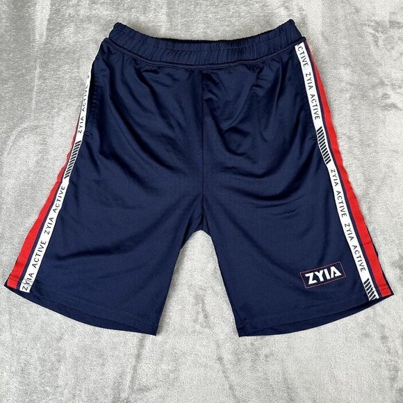 Zyia Active Boys Navy Red Athletic Gym Shorts Size Lage 12-14 - Picture 1 of 6
